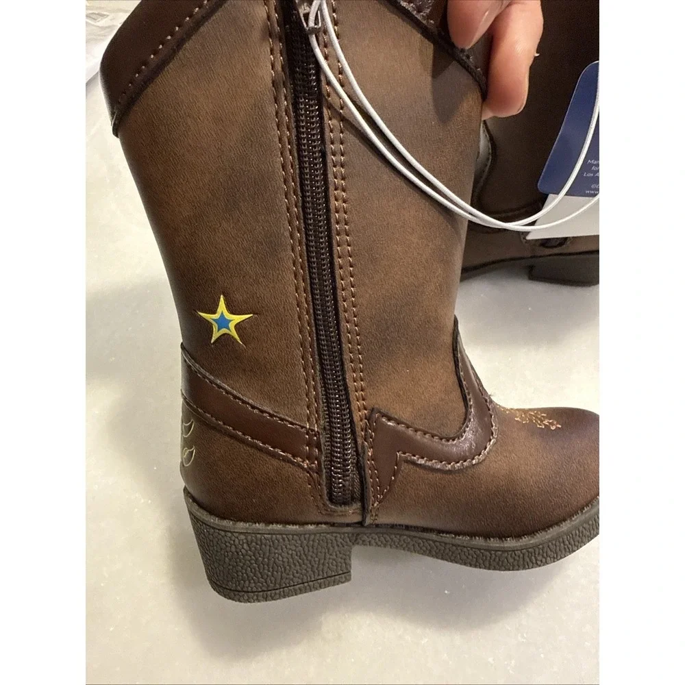 Disney Pixar Toy Story Western Boots Kids Size 5 Brown Woody Bullseye Zip Up